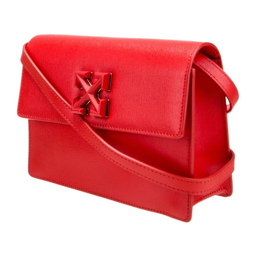 OFF- WHITE red leather crossbody bag